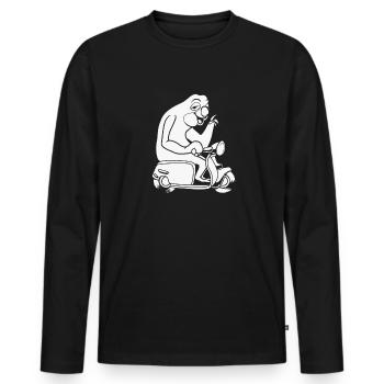 Motorroller Faultier - Männer Premium Bio Langarmshirt - Schwarz - Vorne - Nico (187cm)