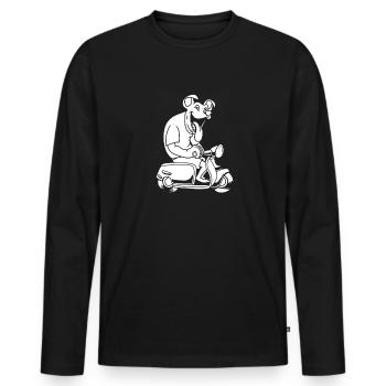 Motorroller Hund - Männer Premium Bio Langarmshirt - Schwarz - Vorne - Nico (187cm)