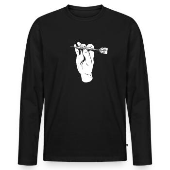 Main de joueur de fléchettes - T-shirt manches longues Premium bio Homme - noir - Devant - Nico (187cm)