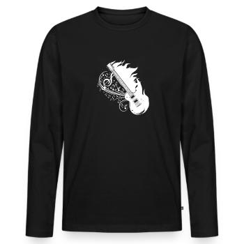 Electric Guitar Electric Guitar Flames - Men's Premium Organic Long Sleeve Shirt - black - Front - Nico (187cm)