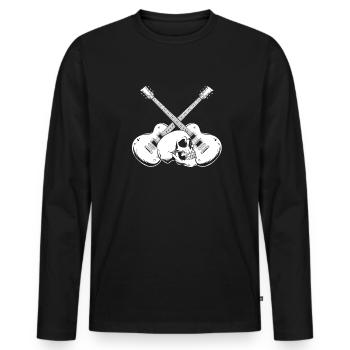 Electric Guitar Electric Guitar Skull - Men's Premium Organic Long Sleeve Shirt - black - Front - Nico (187cm)