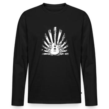 Electric Guitar Electric Guitar Flowers - Men's Premium Organic Long Sleeve Shirt - black - Front - Nico (187cm)
