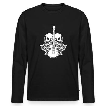 Electric Guitar Electric Guitar Skull - Men's Premium Organic Long Sleeve Shirt - black - Front - Nico (187cm)
