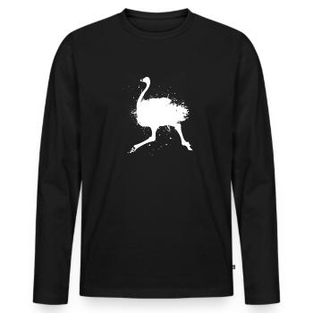 Vogel Strauß Laufvogel - Männer Premium Bio Langarmshirt - Schwarz - Vorne - Nico (187cm)