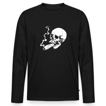 Cigar Skull - Men's Premium Organic Long Sleeve Shirt - black - Front - Nico (187cm)