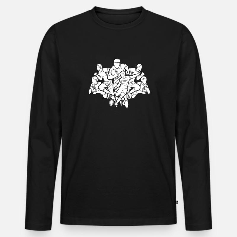 Rugby - Männer Premium Bio Langarmshirt - Schwarz