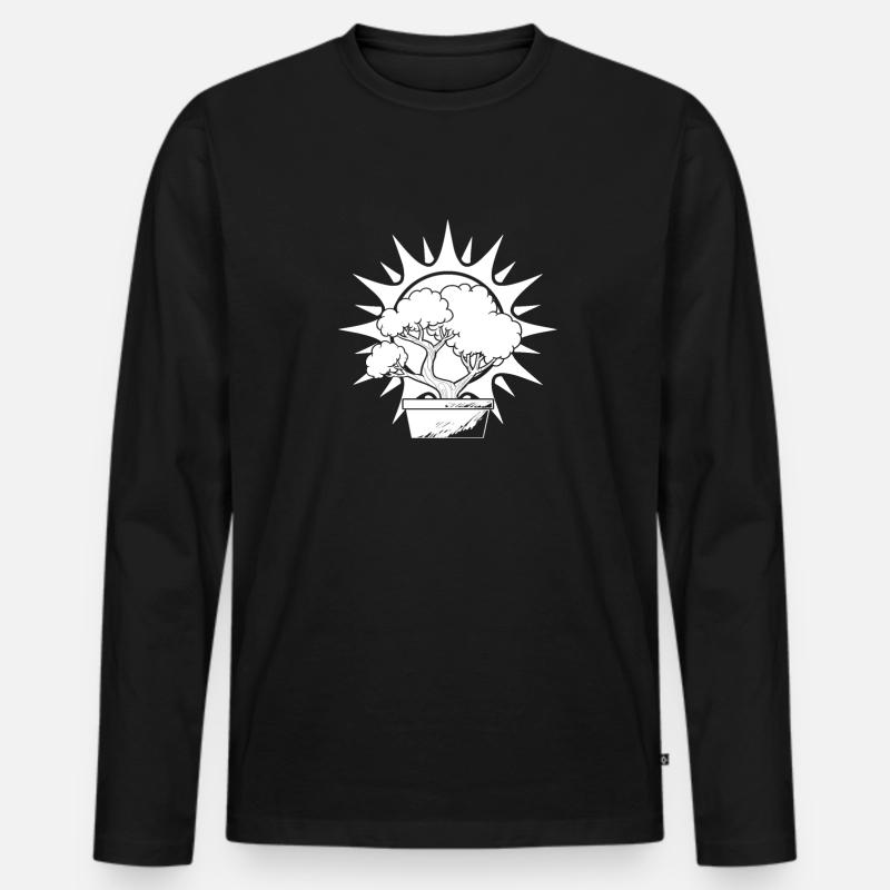 Bonsai Baum Sonne - Männer Premium Bio Langarmshirt - Schwarz