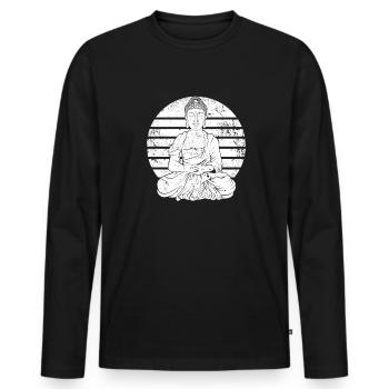 Buddha Buddhist Lustig - Männer Premium Bio Langarmshirt - Schwarz - Vorne - Nico (187cm)