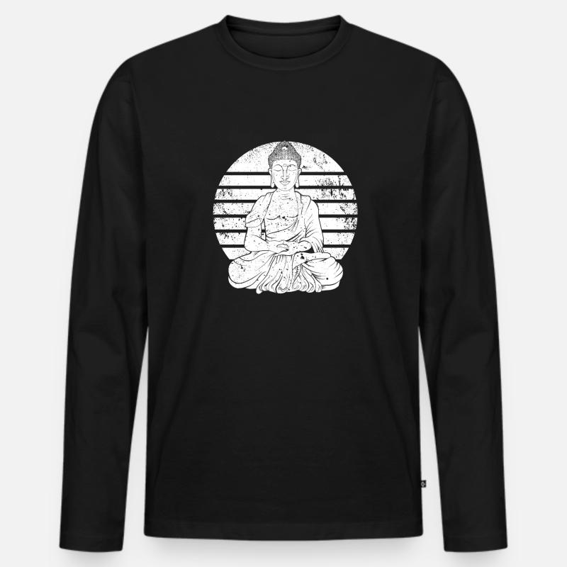 Buddha Buddhist Lustig - Männer Premium Bio Langarmshirt - Schwarz