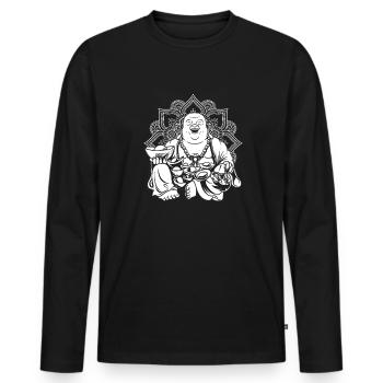 Buddha Buddhist Mandala - Männer Premium Bio Langarmshirt - Schwarz - Vorne - Nico (187cm)
