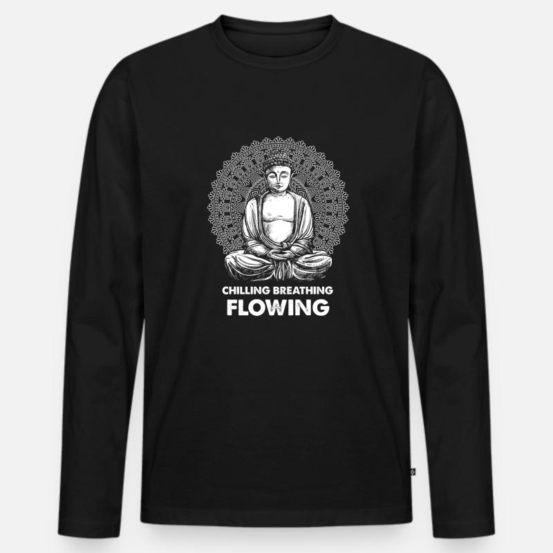 Buddha Buddhist Humor - Männer Premium Bio Langarmshirt - Schwarz