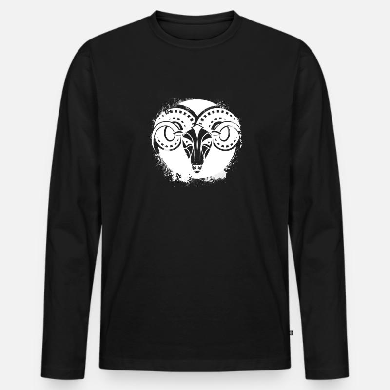 Widder Ziege - Männer Premium Bio Langarmshirt - Schwarz