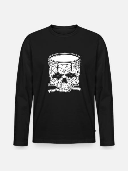 Marching Band Drums Skull - Men's Premium Organic Long Sleeve Shirt - black