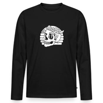 Gothic Schädel - Männer Premium Bio Langarmshirt - Schwarz - Vorne - Nico (187cm)