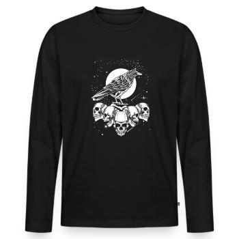 Gothic Krähe - Männer Premium Bio Langarmshirt - Schwarz - Vorne - Nico (187cm)