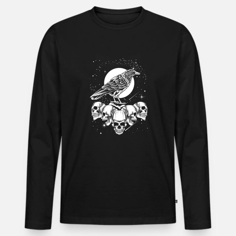 Gothic Krähe - Männer Premium Bio Langarmshirt - Schwarz