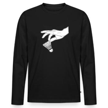 Badminton Federball - Männer Premium Bio Langarmshirt - Schwarz - Vorne - Nico (187cm)