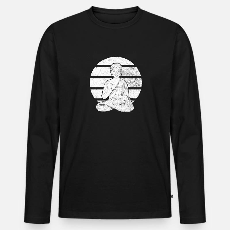 Buddha Buddhist - Männer Premium Bio Langarmshirt - Schwarz