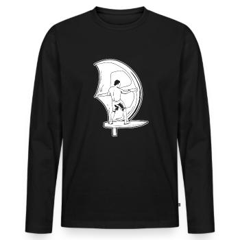 Wing Surf Wing Foil - Männer Premium Bio Langarmshirt - Schwarz - Vorne - Nico (187cm)
