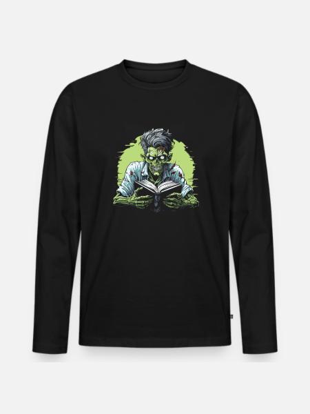 Bookworm Bookworm Zombie - Men's Premium Organic Long Sleeve Shirt - black