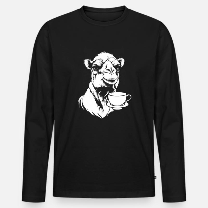 Kamel Kaffee - Männer Premium Bio Langarmshirt - Schwarz