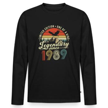 Legendary Since 1989 Vintage Birthday Gift - Men's Premium Organic Long Sleeve Shirt - black - Front - Nico (187cm)
