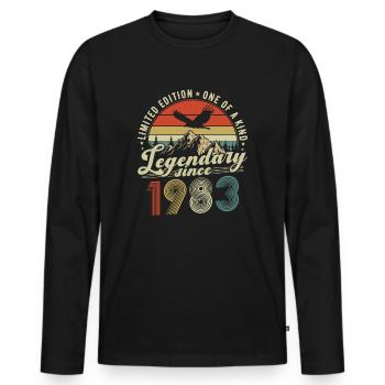 Legendär seit 1983 Jahrgang Geburtstag Geschenk - Männer Premium Bio Langarmshirt - Schwarz - Vorne - Nico (187cm)