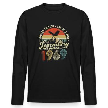 Legendary Since 1969 Vintage Birthday Gift - Men's Premium Organic Long Sleeve Shirt - black - Front - Nico (187cm)