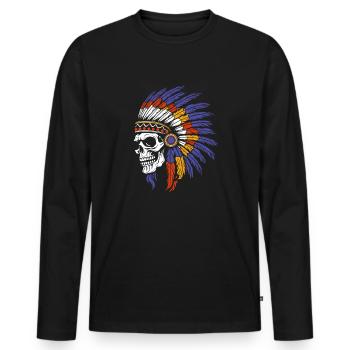 Indigenous Skull and Crossbones - Men's Premium Organic Long Sleeve Shirt - black - Front - Nico (187cm)