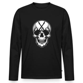 Electric Guitar Electric Guitar Skull Guitar - Men's Premium Organic Long Sleeve Shirt - black - Front - Nico (187cm)