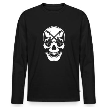 Electric Guitar Electric Guitar Skull Guitar - Men's Premium Organic Long Sleeve Shirt - black - Front - Nico (187cm)