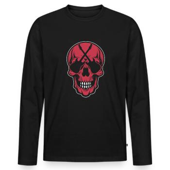 Electric Guitar Electric Guitar Skull Guitar - Men's Premium Organic Long Sleeve Shirt - black - Front - Nico (187cm)