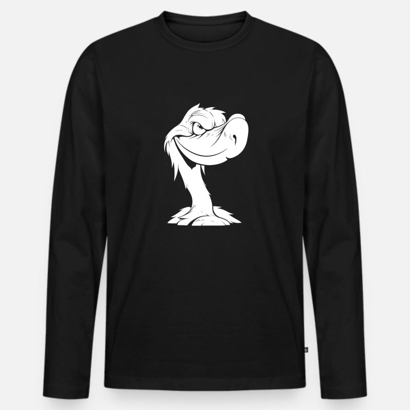 Flamingo Lächeln - Männer Premium Bio Langarmshirt - Schwarz