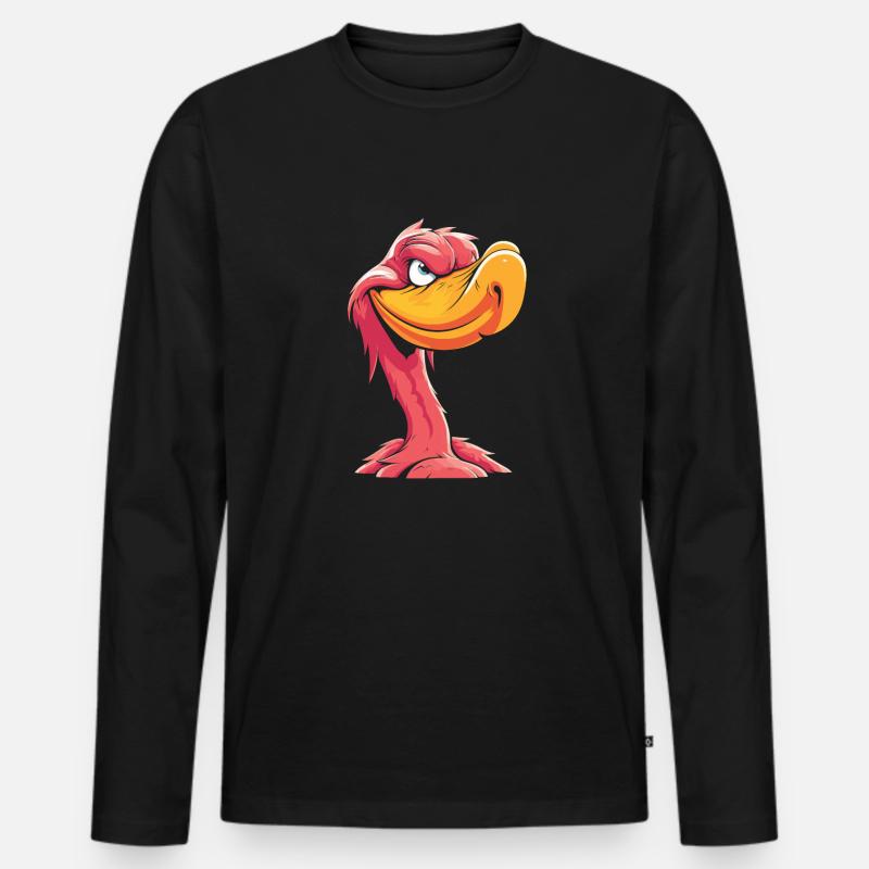 Flamingo Witzig - Männer Premium Bio Langarmshirt - Schwarz