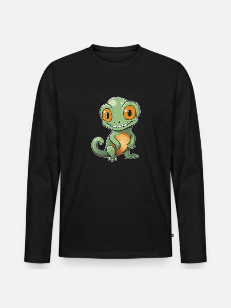 Chameleon Chameleon Funny - Men's Premium Organic Long Sleeve Shirt - black