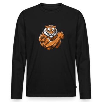 Tiger I Love Dad - Männer Premium Bio Langarmshirt - Schwarz - Vorne - Nico (187cm)