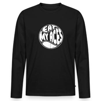 Tennis Witzig - Männer Premium Bio Langarmshirt - Schwarz - Vorne - Nico (187cm)