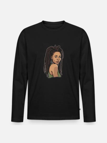 Rasta Hair Dreadlocks Dreads - Men's Premium Organic Long Sleeve Shirt - black