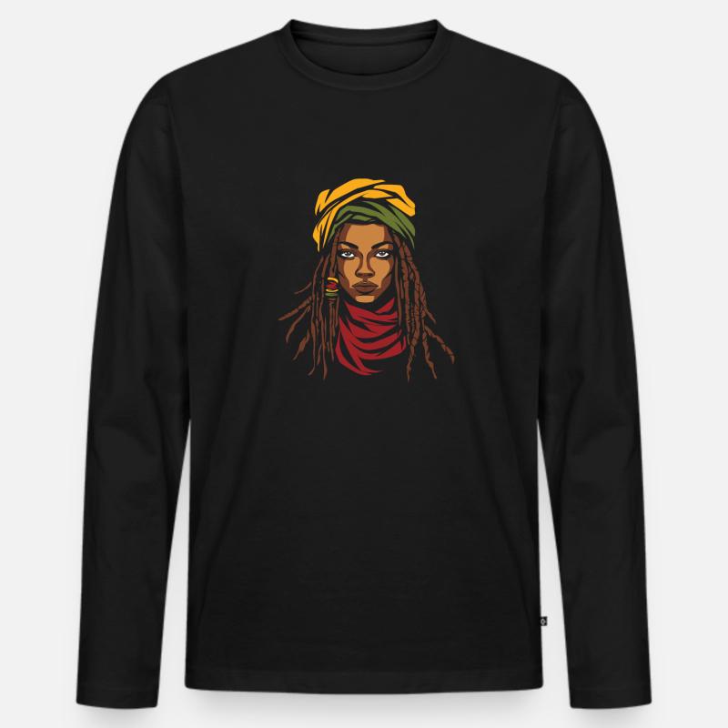 Rasta Haare Dreadlocks Dreads - Männer Premium Bio Langarmshirt - Schwarz