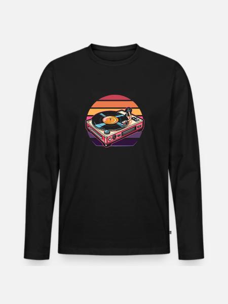 Collectionneur de disques vinyles - T-shirt manches longues Premium bio Homme - noir