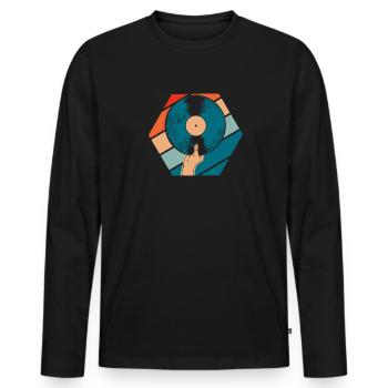 Vinyl Record Collector - Men's Premium Organic Long Sleeve Shirt - black - Front - Nico (187cm)