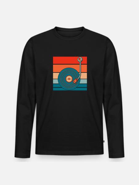 Collectionneur de disques vinyles - T-shirt manches longues Premium bio Homme - noir