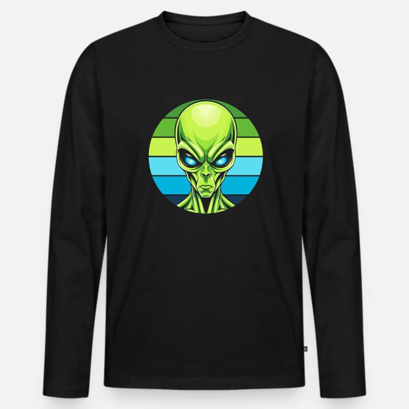 Alien Außerirdischer - Männer Premium Bio Langarmshirt - Schwarz