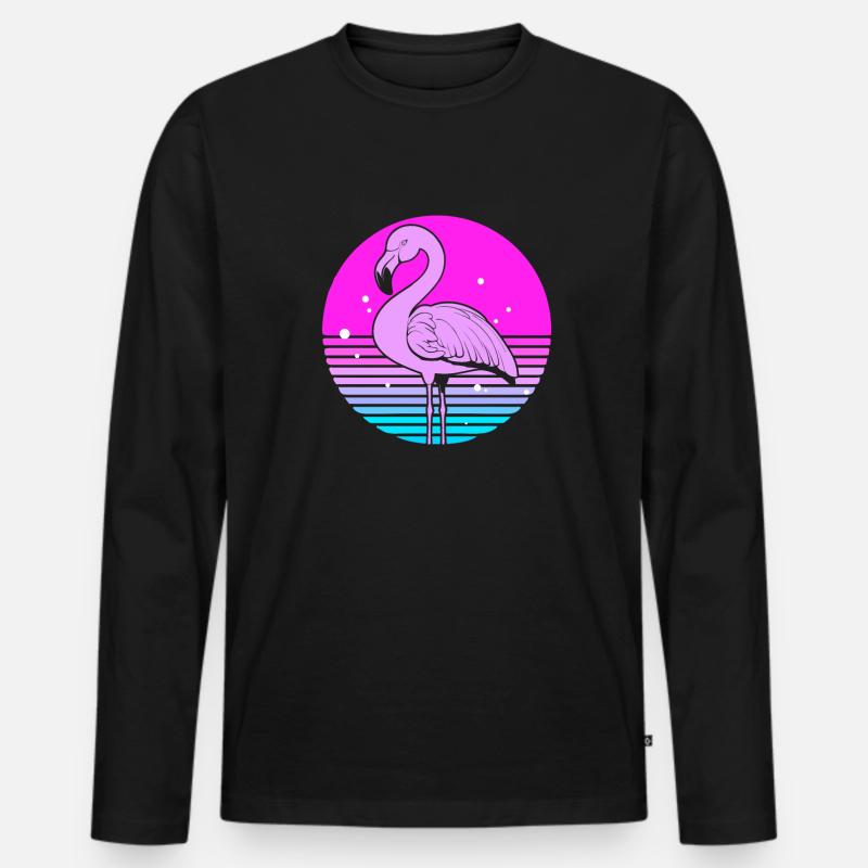 Flamingo - Männer Premium Bio Langarmshirt - Schwarz