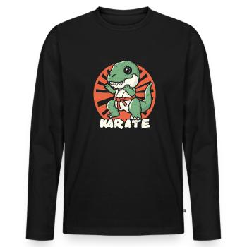 Karate Dino - Männer Premium Bio Langarmshirt - Schwarz - Vorne - Nico (187cm)