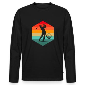 Golf Golfer Golfen - Männer Premium Bio Langarmshirt - Schwarz - Vorne - Nico (187cm)