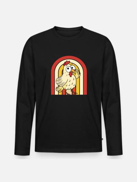 Chicken Hen - Men's Premium Organic Long Sleeve Shirt - black