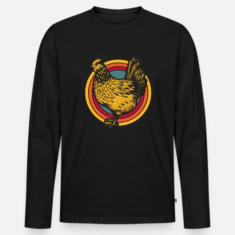 Huhn Henne - Männer Premium Bio Langarmshirt - Schwarz