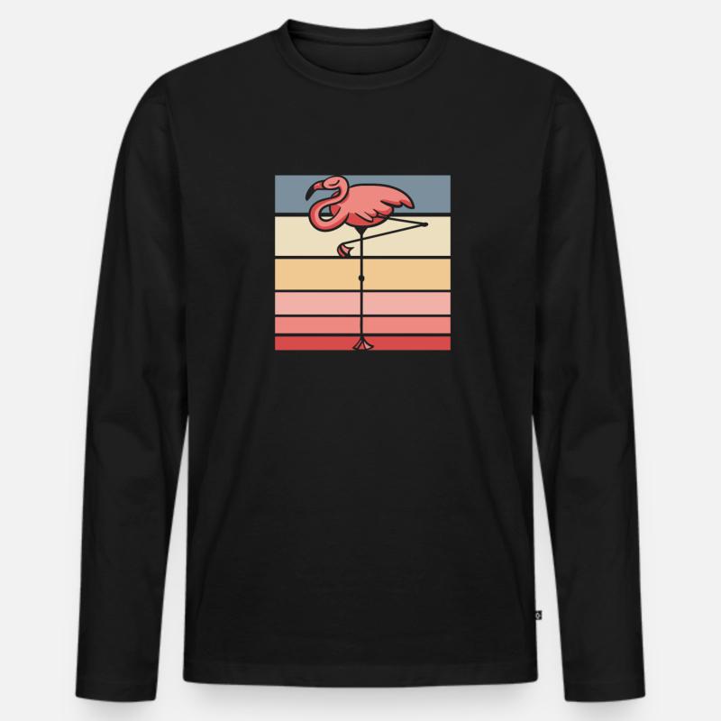 Flamingo - Männer Premium Bio Langarmshirt - Schwarz