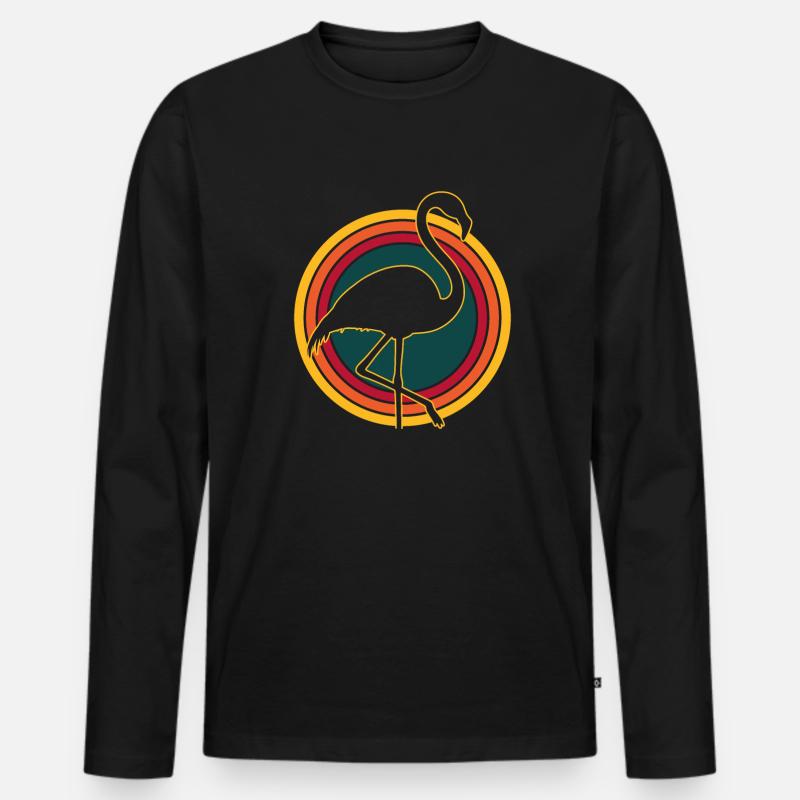 Flamingo - Männer Premium Bio Langarmshirt - Schwarz